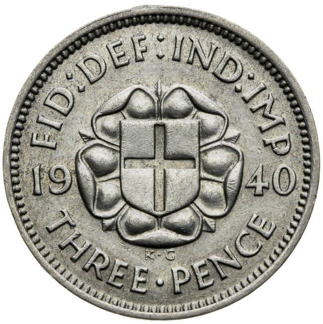 Three pence 1940 - back