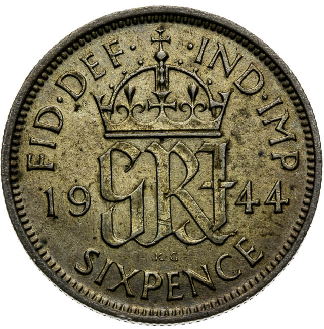 Sixpence 1944 - back