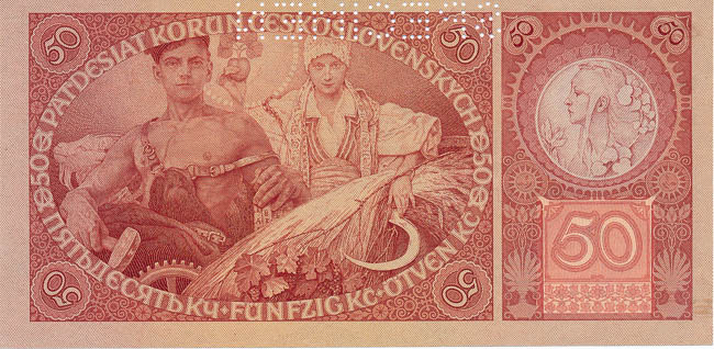 50 Kč 1929 (perforovaná) - revers