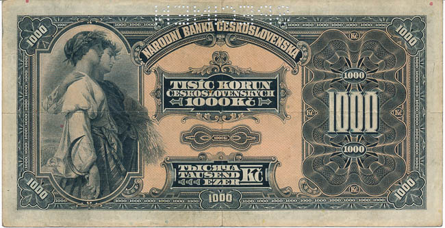 1000 Kč 1932 (perforovaná) - revers
