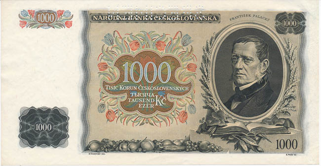 1000 Kč 1934 (perforovaná) - reverz