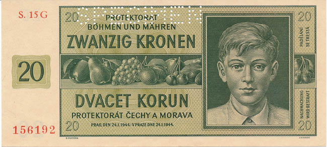 20 Koruna 1944 (perforated) - front