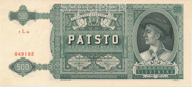 500 Koruna 1941 (perforated) - front