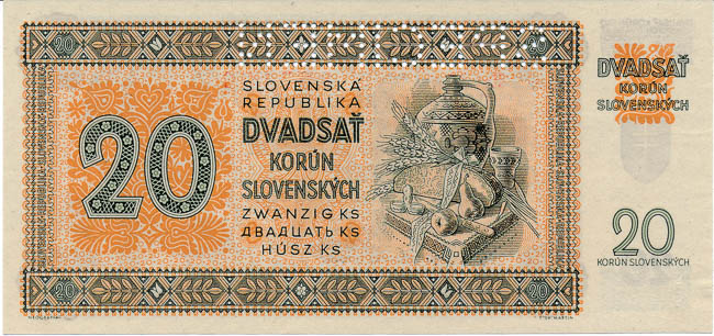20 Koruna 1942 (perforated) - back