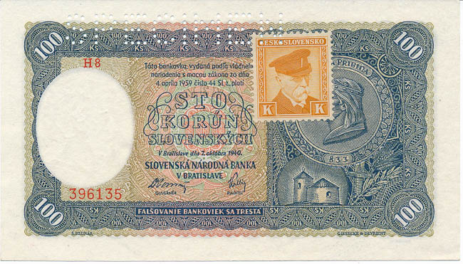 100 Koruna 1940 (perforated) - front
