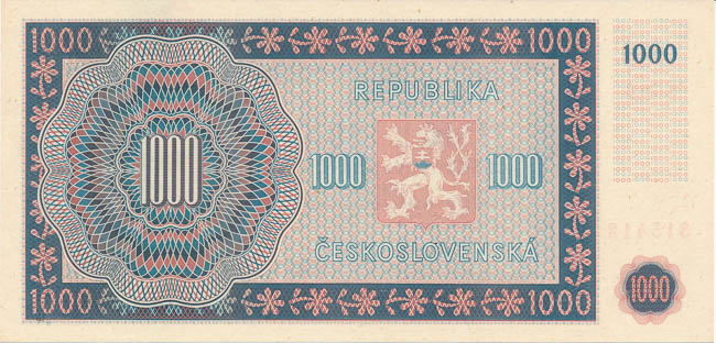 1000 Kčs 1945 - revers