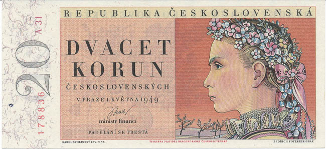 20 Kčs 1949 - avers
