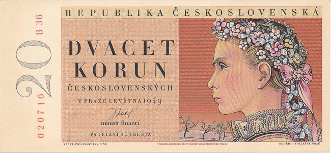 20 Kčs 1949 - avers