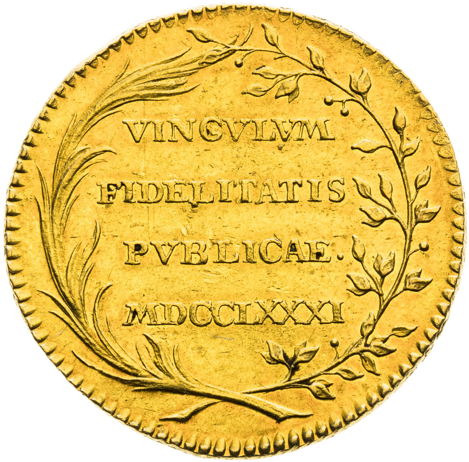 Gold token 1781 (Ducat) - back