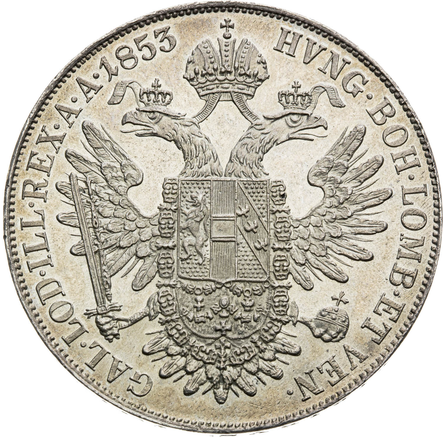 Konvenčný toliar 1853 - reverz