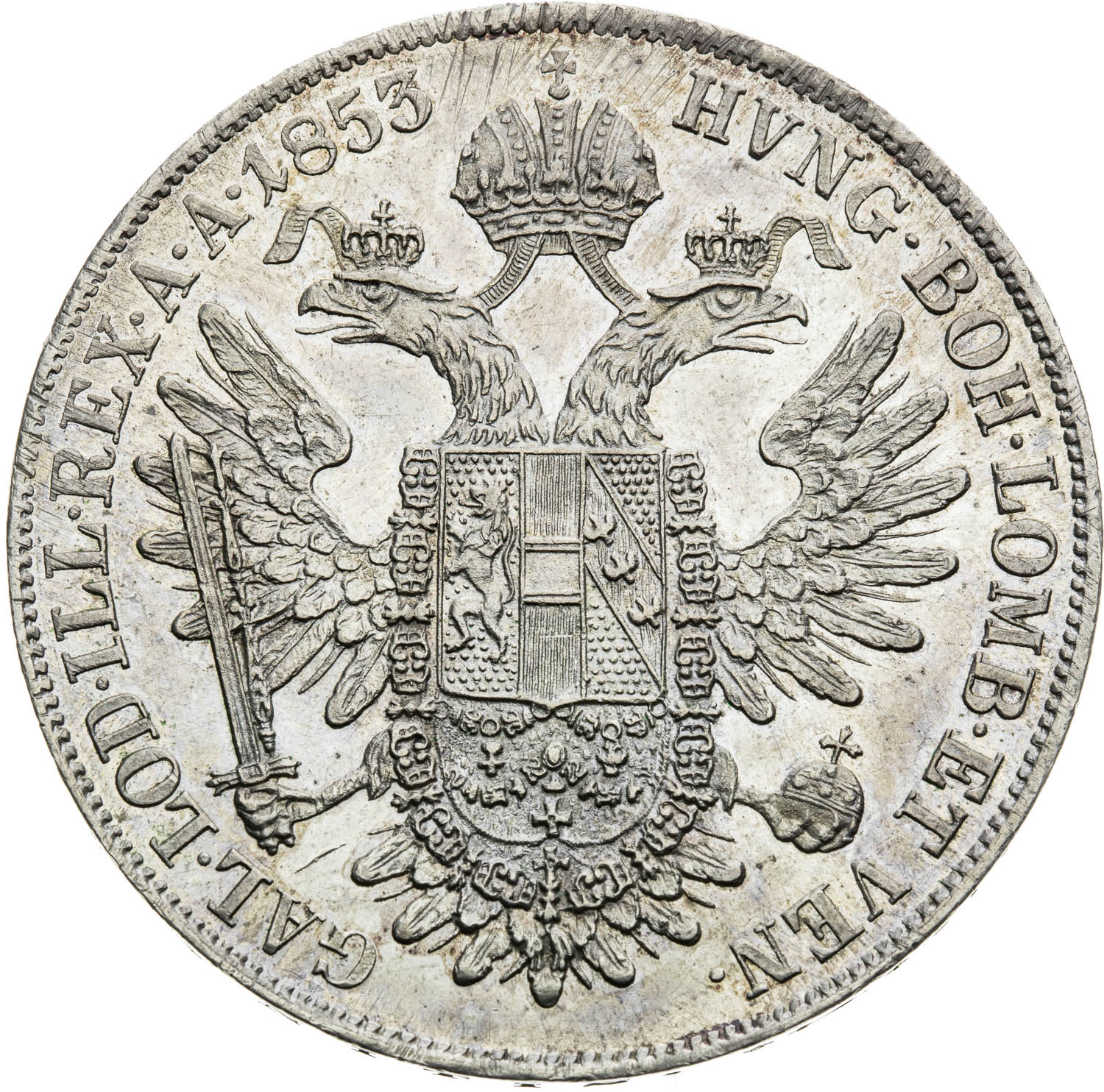 Konvenčný toliar 1853 - reverz
