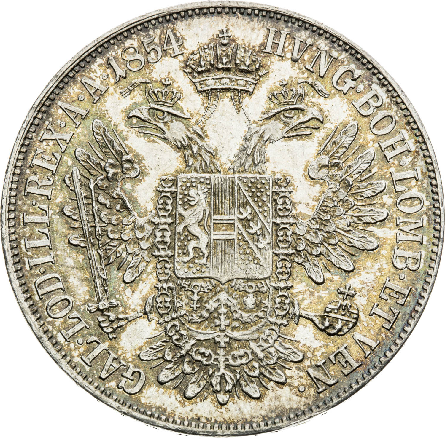 Konvenčný 1/2 toliar 1854 - reverz