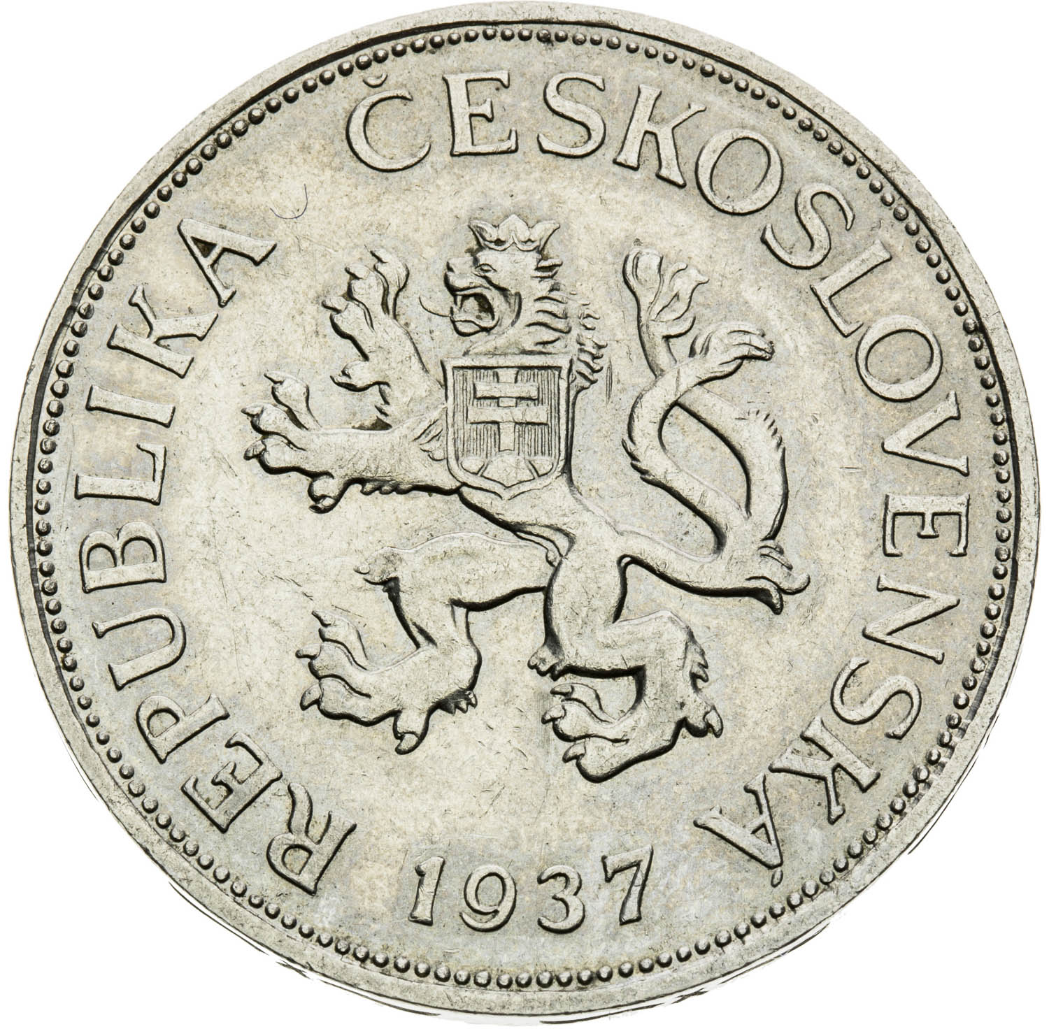 5 Kč 1937 (zkušební ražba) - avers