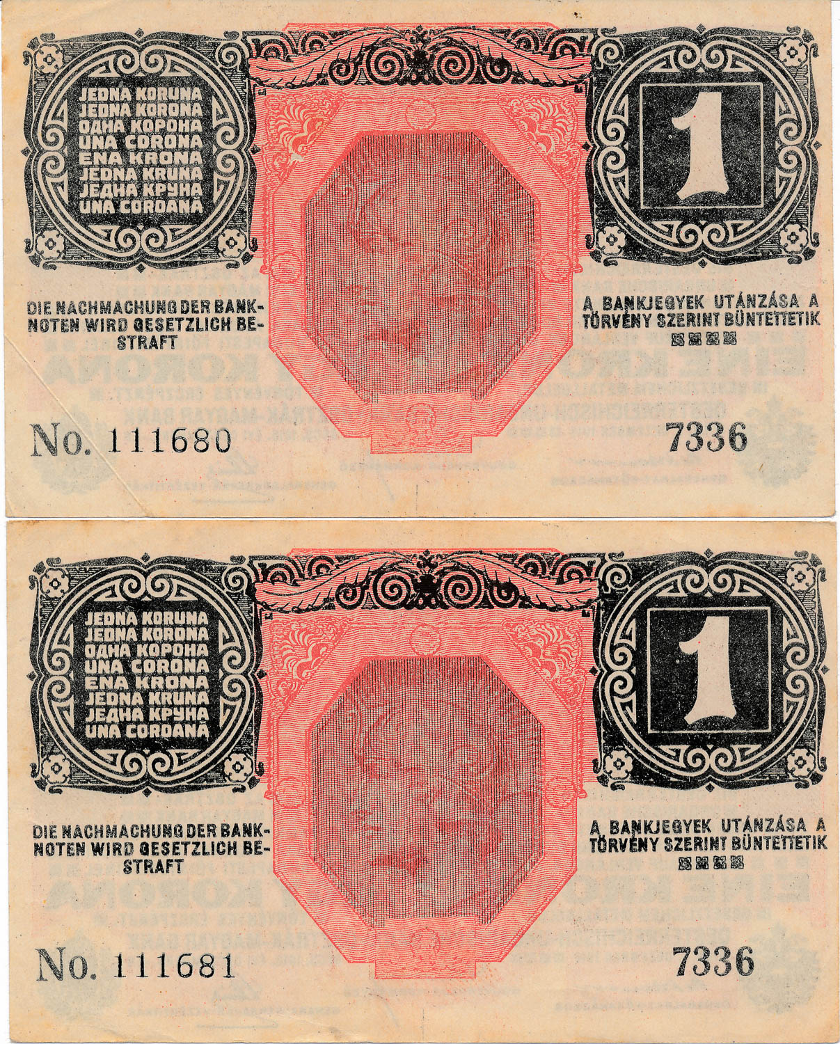 Koruna 1916 (2 pcs) - back