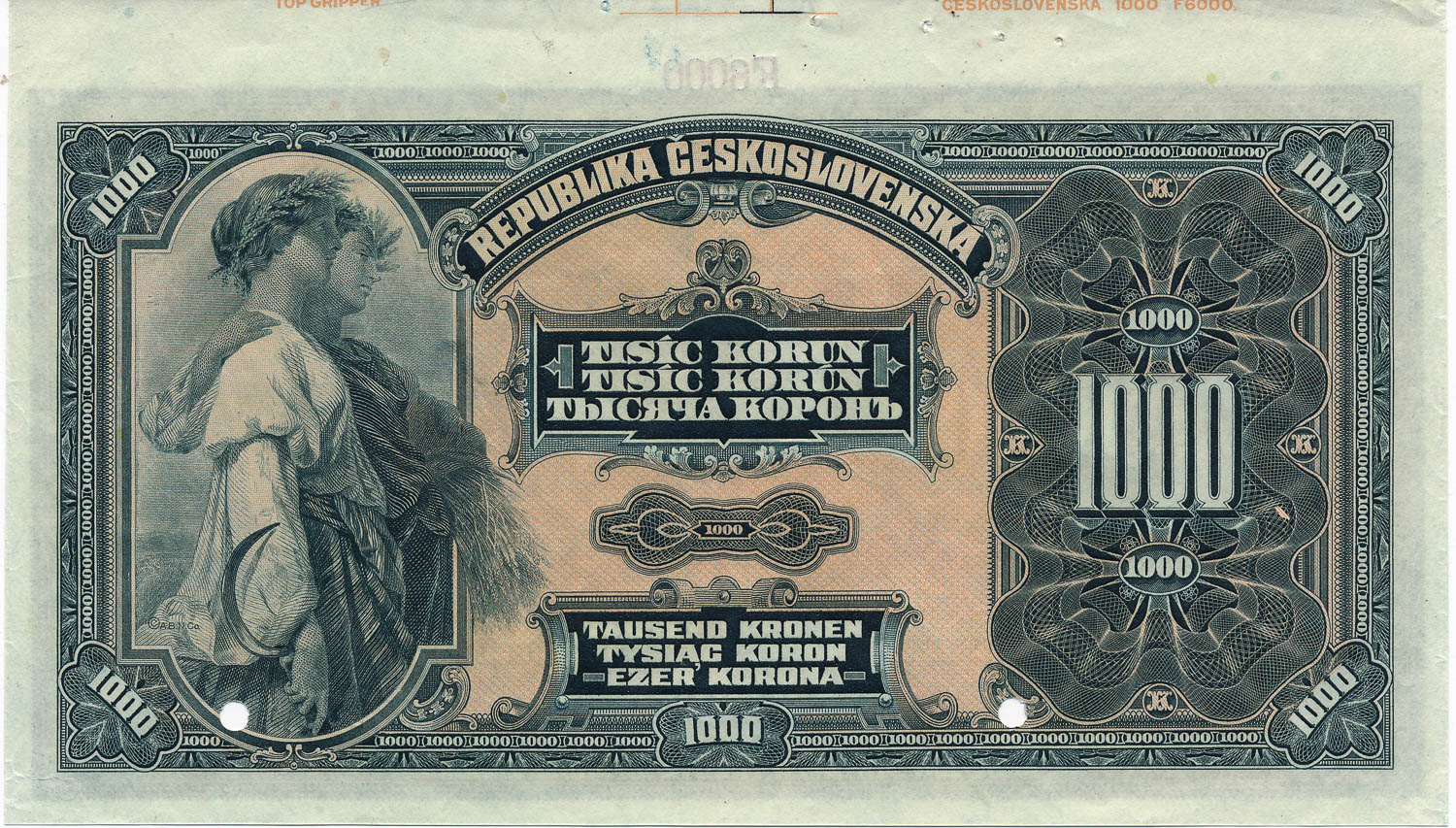 1000 Koruna 1919 (annulus) - back