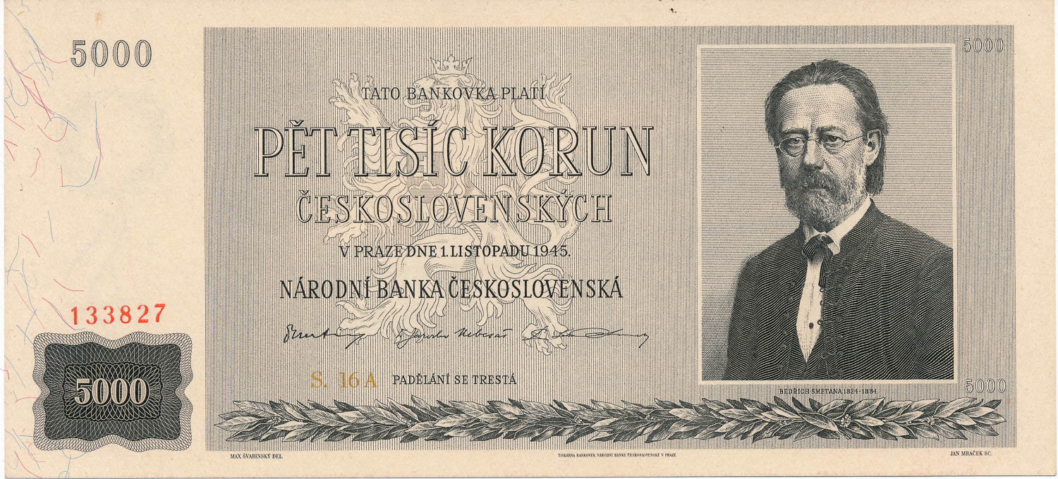 5000 Kčs 1945 - averz