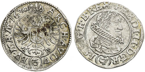 3 Krejcar 1630 (2 ks) - revers