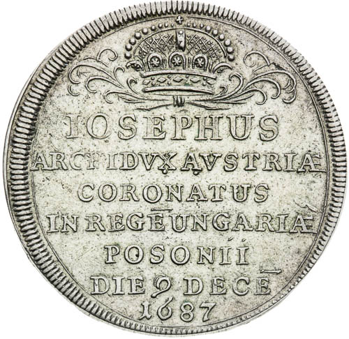 Stříbrný žeton 1687 - avers