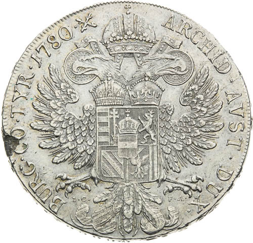 Levantský tolar 1780 - revers