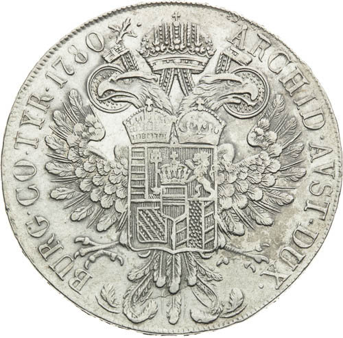 Levantský tolar 1780 - revers