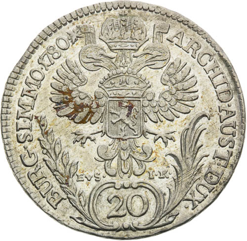 20 Grajciar 1780 - reverz
