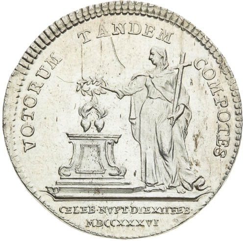 Stříbrný žeton 1736 - revers