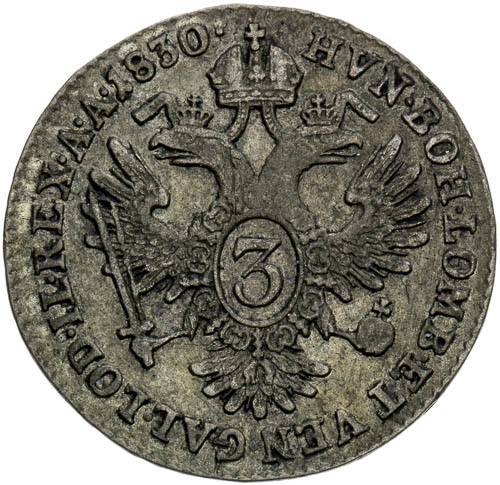 3 Krejcar 1830 - revers