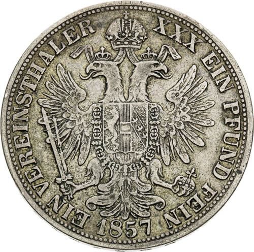 Spolkový tolar 1857 - revers