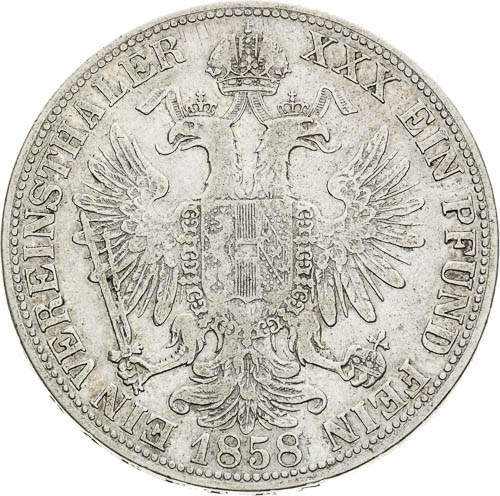 Spolkový tolar 1858 - revers