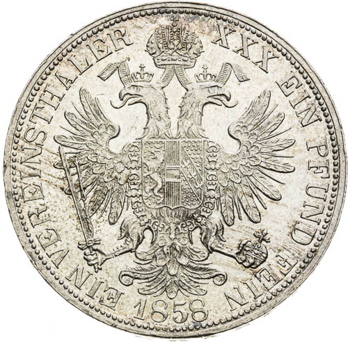 Spolkový tolar 1858 - revers
