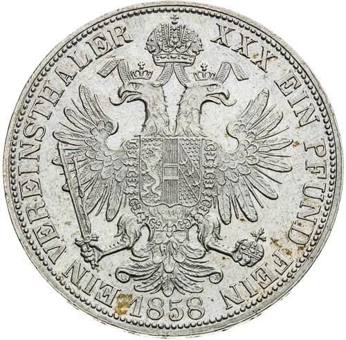 Spolkový tolar 1858 - revers