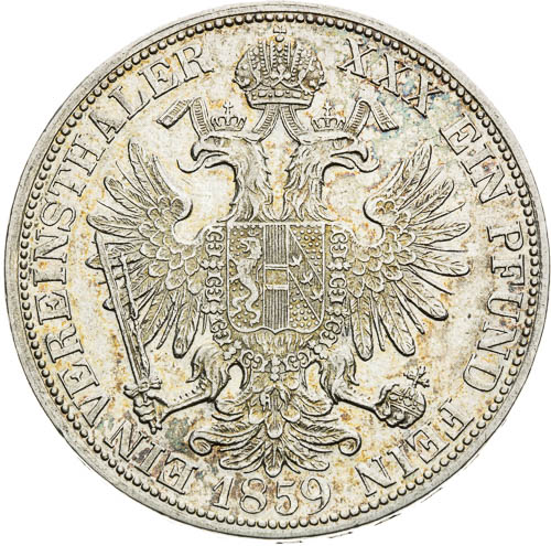 Spolkový tolar 1859 - revers
