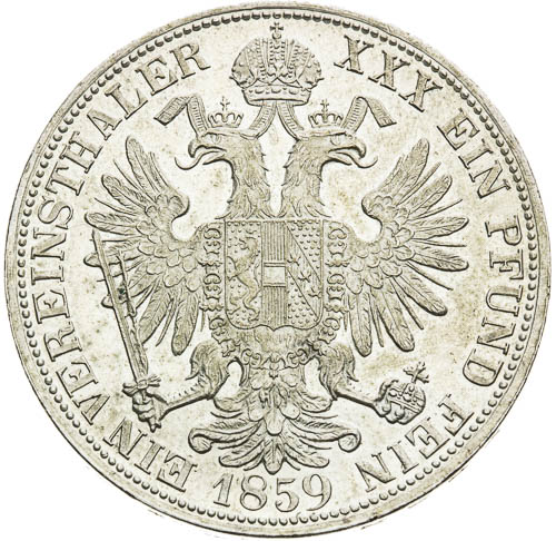 Spolkový tolar 1859 - revers