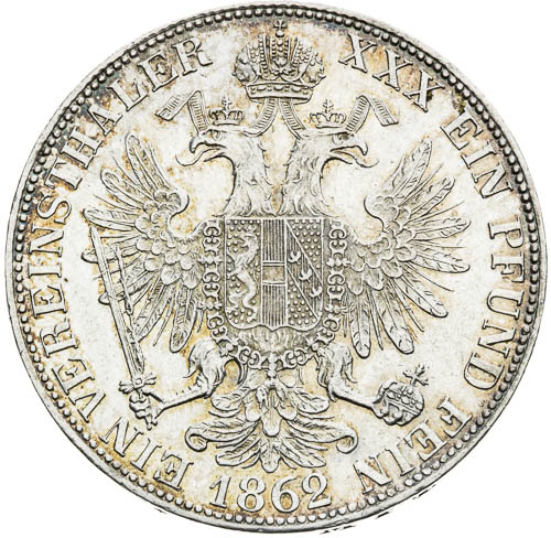Spolkový tolar 1862 - revers
