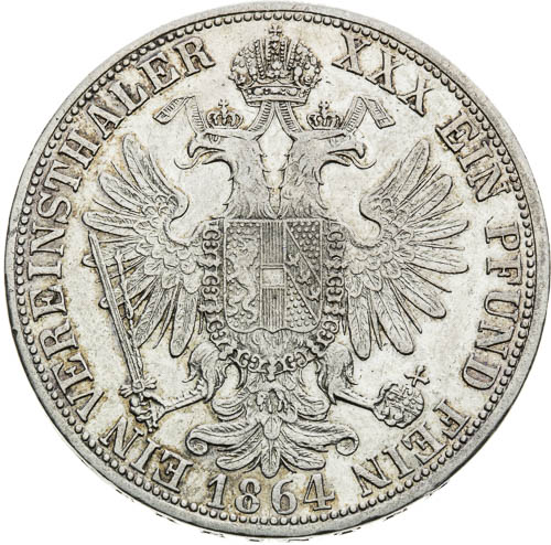 Spolkový tolar 1864 - revers