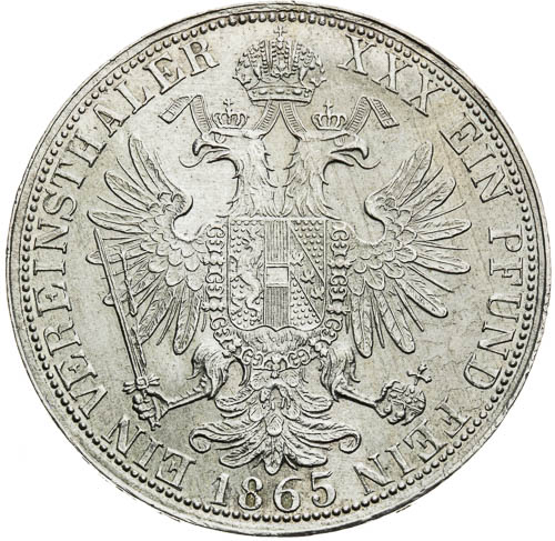 Spolkový tolar 1865 - revers