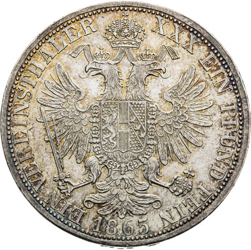 Spolkový tolar 1865 - revers