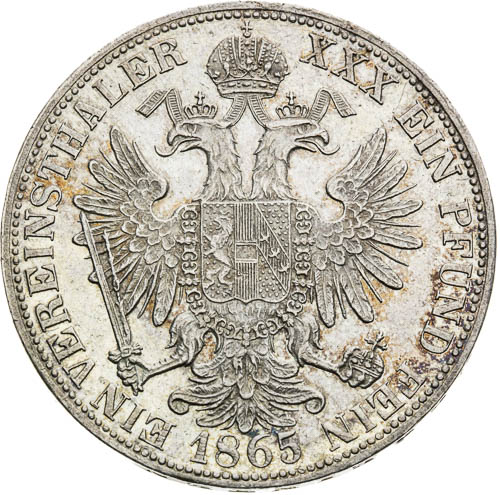Spolkový tolar 1865 - revers