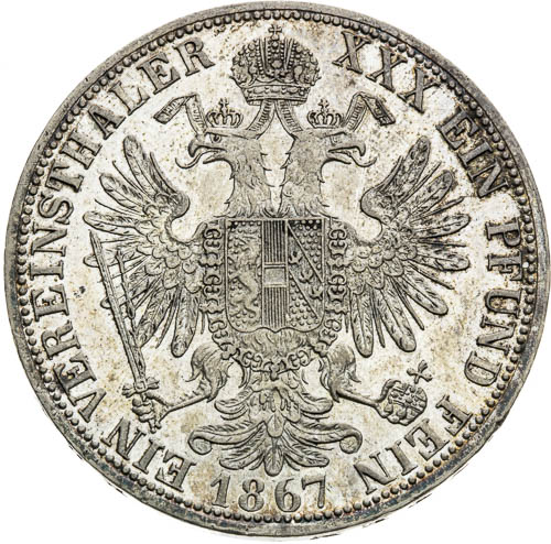 Spolkový tolar 1867 - revers