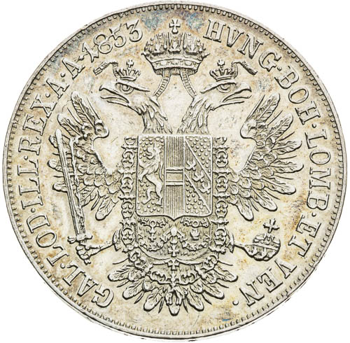 Konvenční 1/2 tolar 1853 - revers