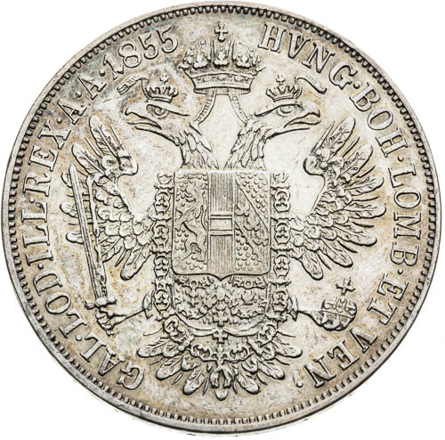 Konvenční 1/2 tolar 1855 - revers
