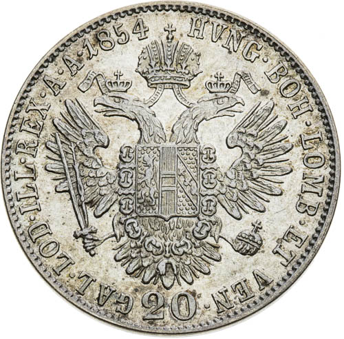 20 Krejcar 1854 - revers
