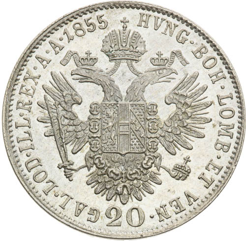 20 Krejcar 1855 - revers