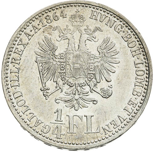 1/4 Zlatník 1864 - revers