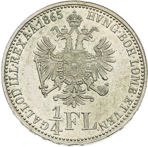 1/4 Zlatník 1865 - revers