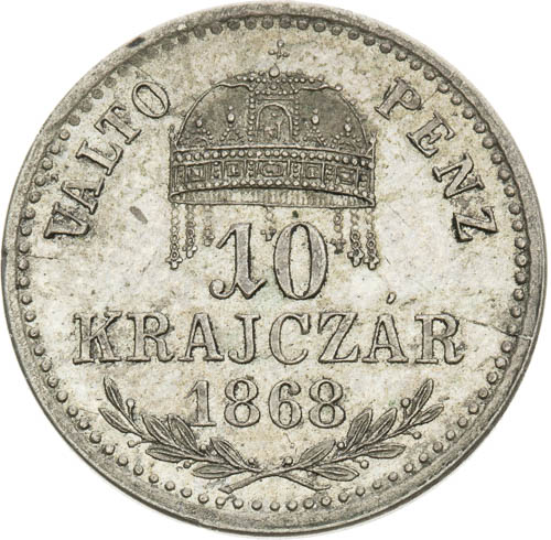 10 Krejcar 1868 - revers