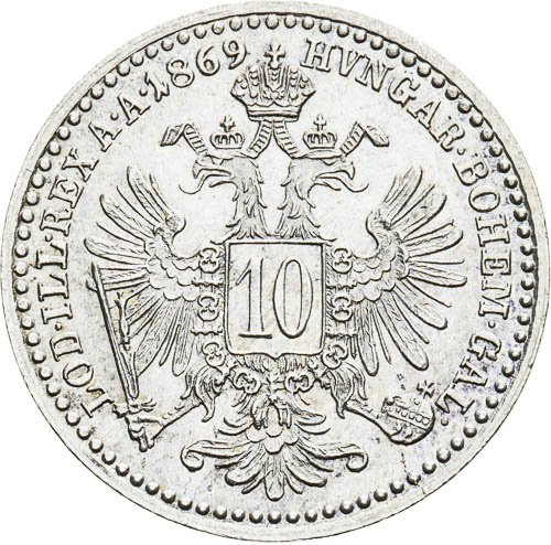 10 Krejcar 1869 - revers