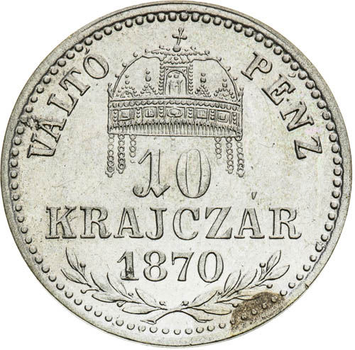 10 Krejcar 1870 - revers