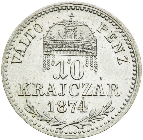 10 Krejcar 1874 - revers
