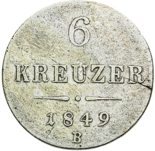 6 Krejcar 1849 - revers